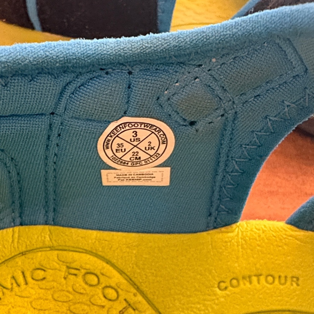 Keen Kids' Black and Blue Sandals with Yellow Accents - Picture 6 of 7